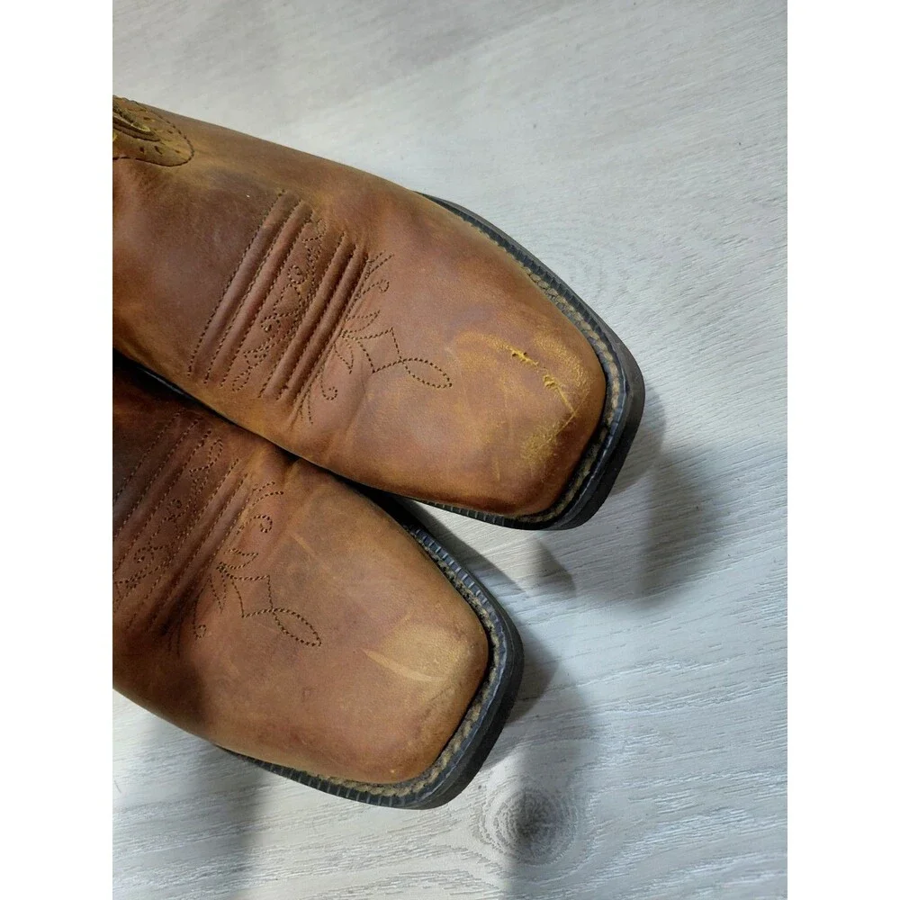 Justin Women's Stampede Cowboy Boots L2552 Brown embroidered Leather sz 7.5B